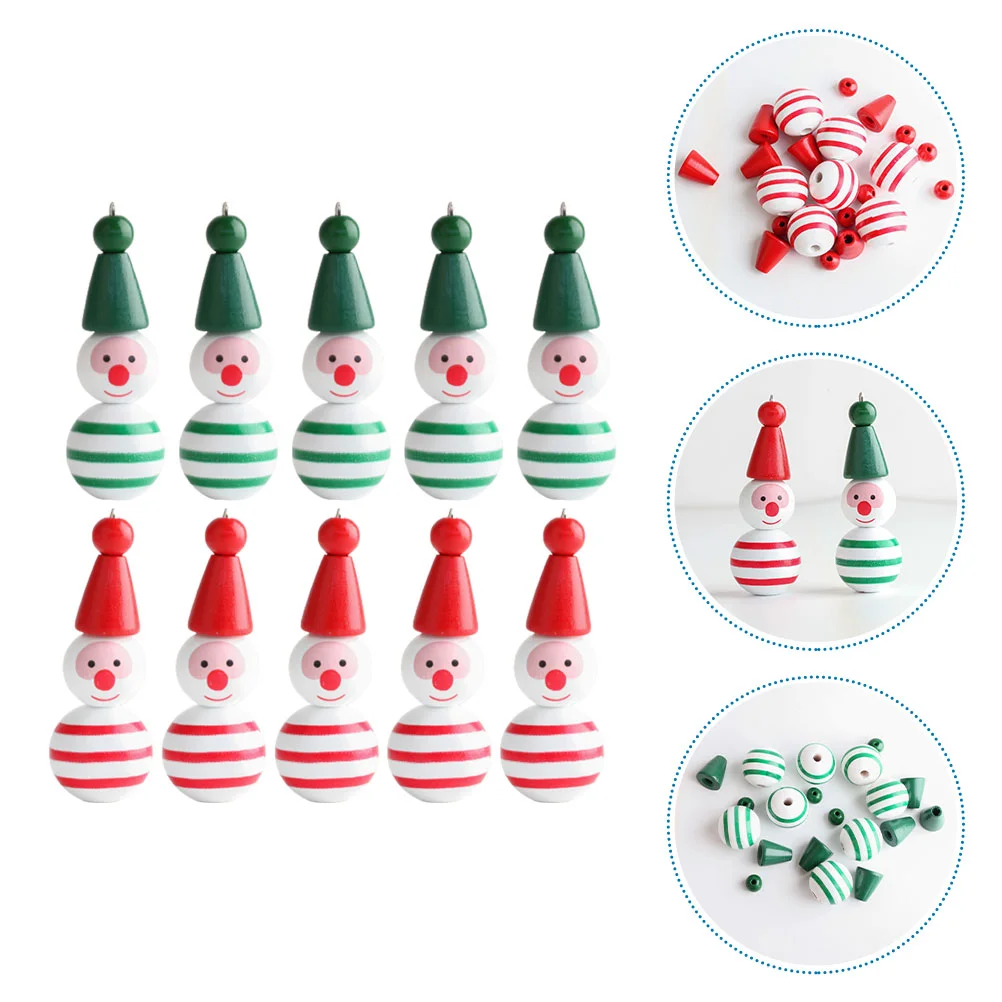 

40 Pcs Christmas Tree Wooden Bead Themed Pendant Beads Spacer Winter Locket Snowman for Crafts Rustic