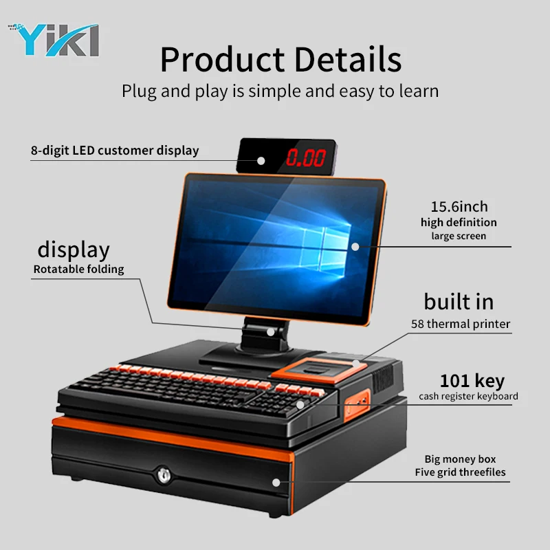 Factory Direct High-quality Printable Multifunctional Touchscreen Supermarket Cash Register