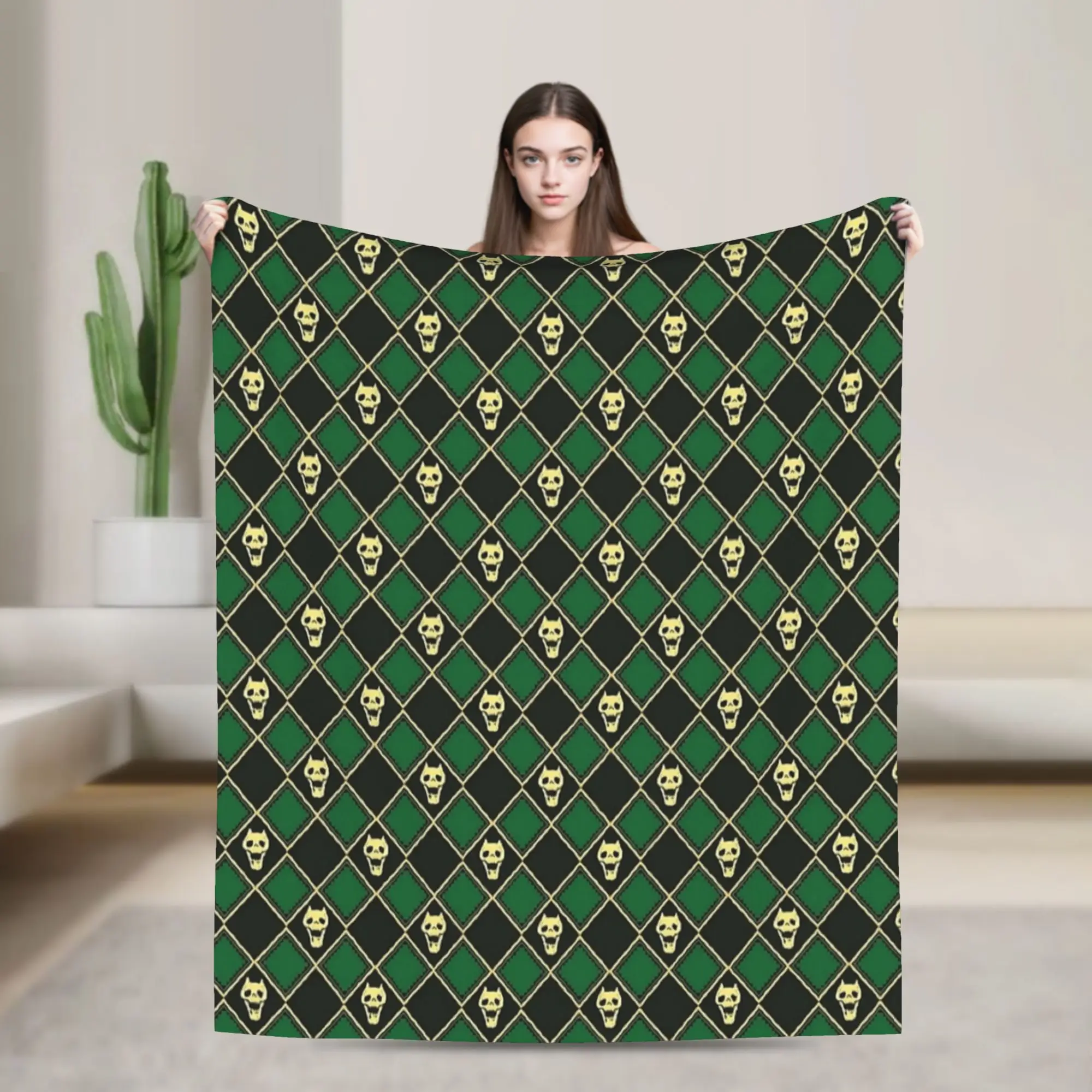 JOJOs Bizarre Adventure Blanket Fleece Summer Air Conditioning Multi-function Thin Throw Blankets for Sofa Plush Thin Quilt