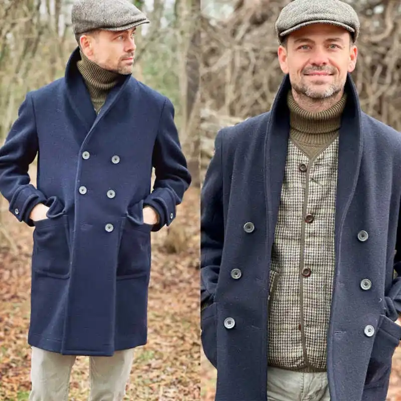 

Classic Men's Long Coat 1Piece Jacket Double Breasted Windbreaker Winter Outdoor Warm Multi-code Customized