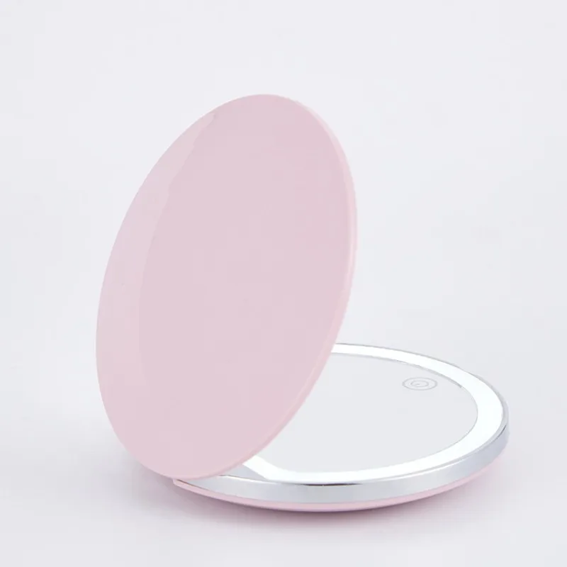 Compacte Kleine Mini Geschenk Ijdelheid Tafel Opvouwbare Led-Verlichting Draagbare Handzak Make-Up Spiegel 3x Vergroting