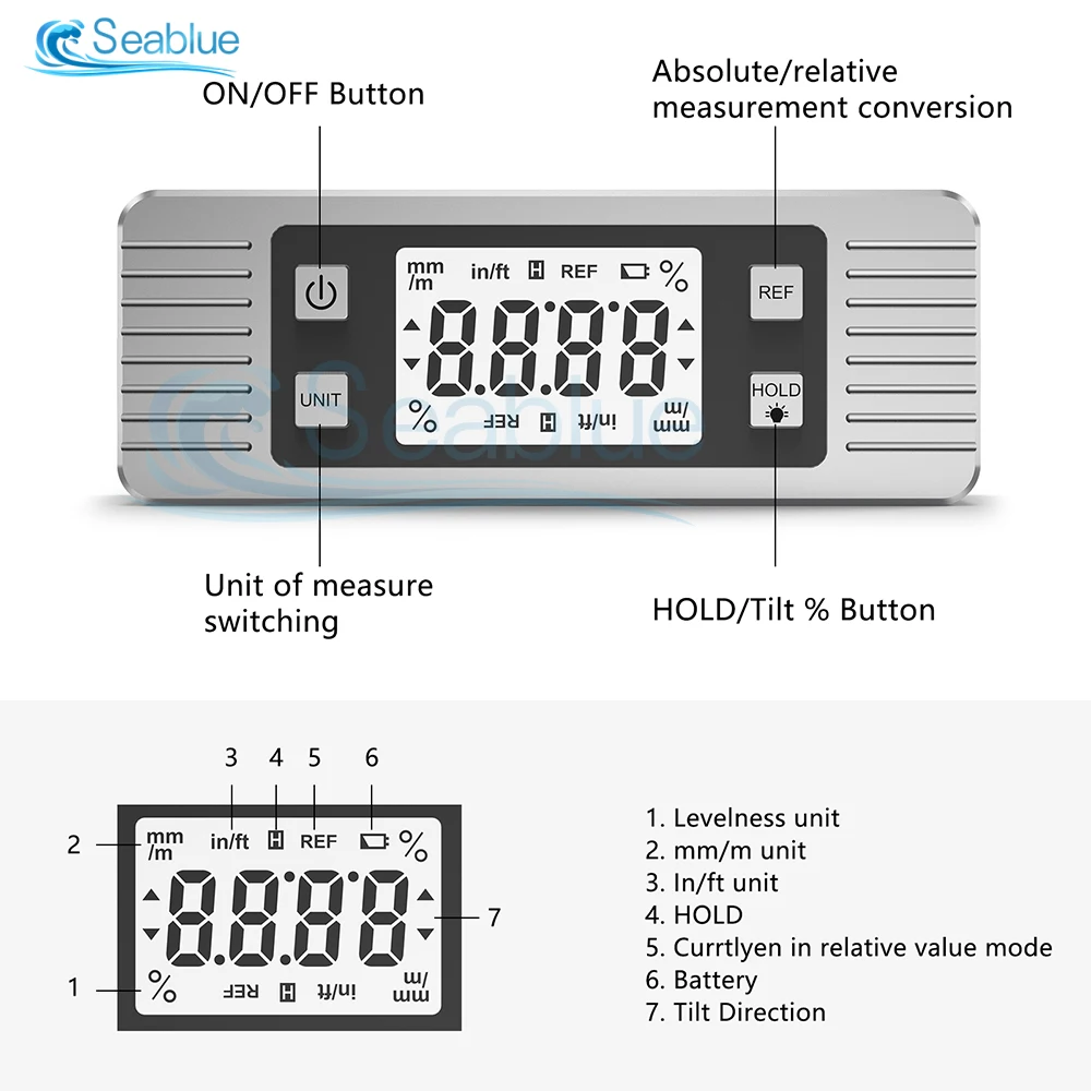 Digital Angle Gauge Magnetic Base Level Box Angle Finder Protractor Angle Measuring Instrument for Woodworking, Construction