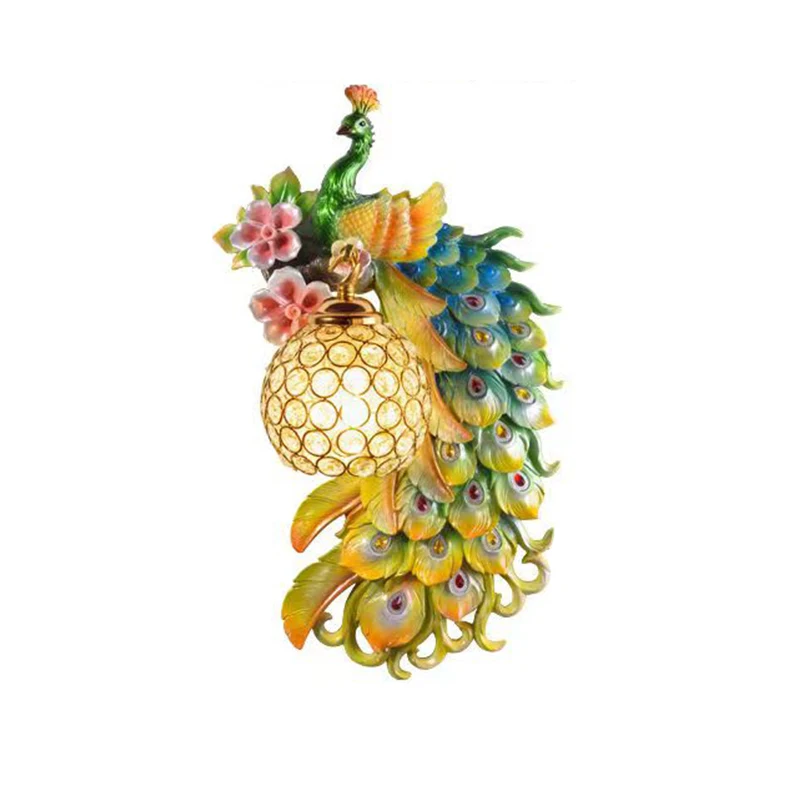SOFEINA Modern Peacock Wall Lamp LED Nordic Interior Creative Resin Sconce Light for Home Living Room Bedroom Decor