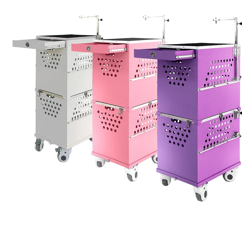 Custom Portable Folding Stackable Aluminum Dog Show Cage Collapsible Dog Crate with Trolley and Grooming Arm