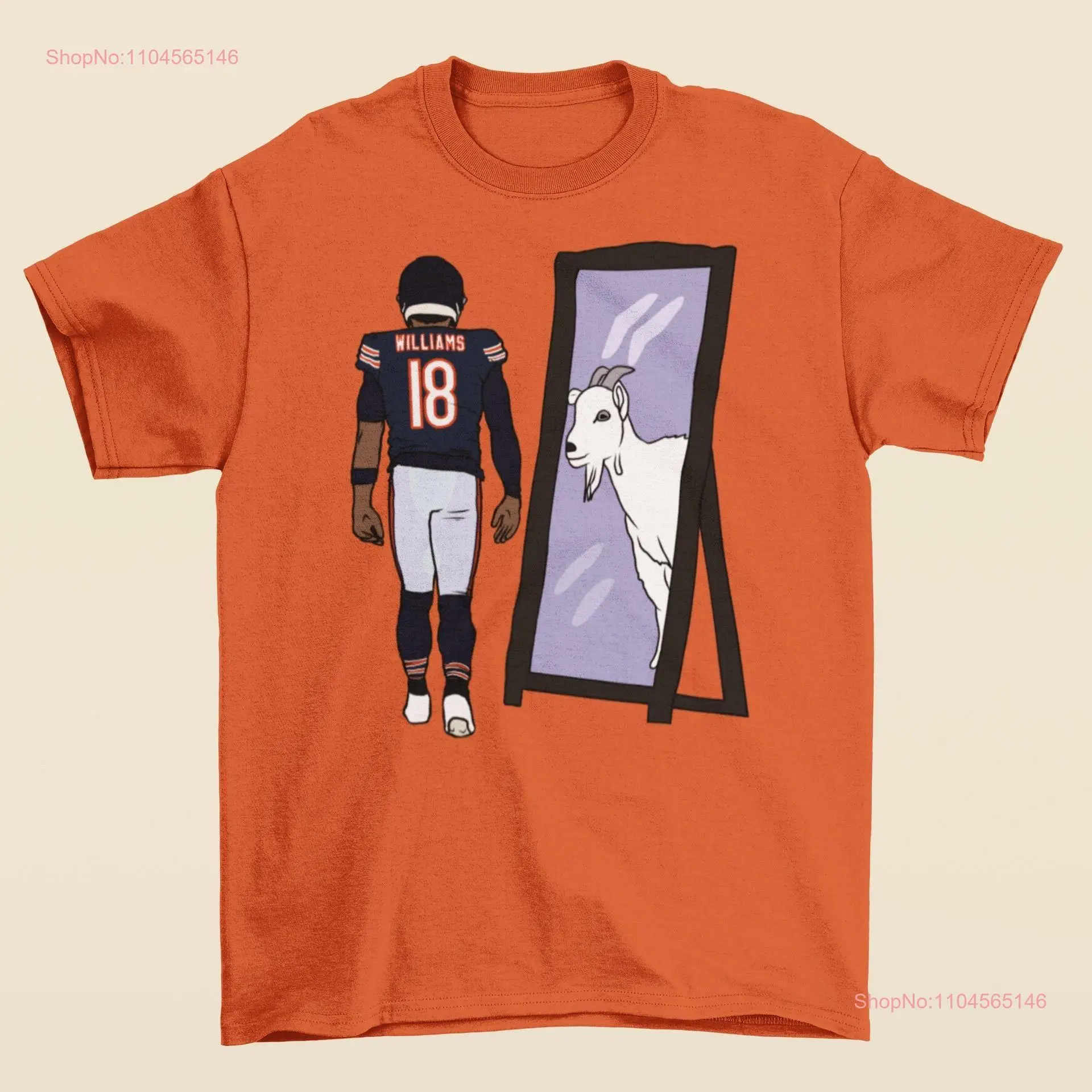 

Caleb Williams Mirror GOAT T Shirt long or short sleeves