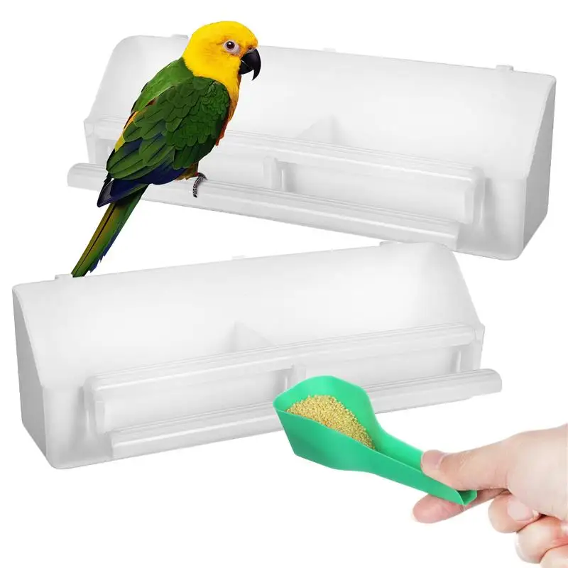 

1 Set Bird Cage Feeder Bird Food Dispenser Box Bird Case Water Feeder Bird Dishes Parrot Pigeon Feeding Bowls With Spoon