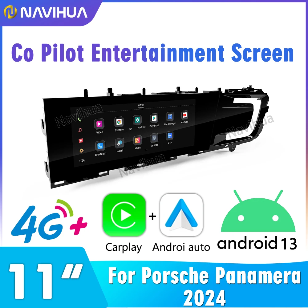 For Porsche Panamera 2024 Car Copilot Touch Screen New Android Monitor Multimedia Passenger Entertainment Auto Headunit Carplay