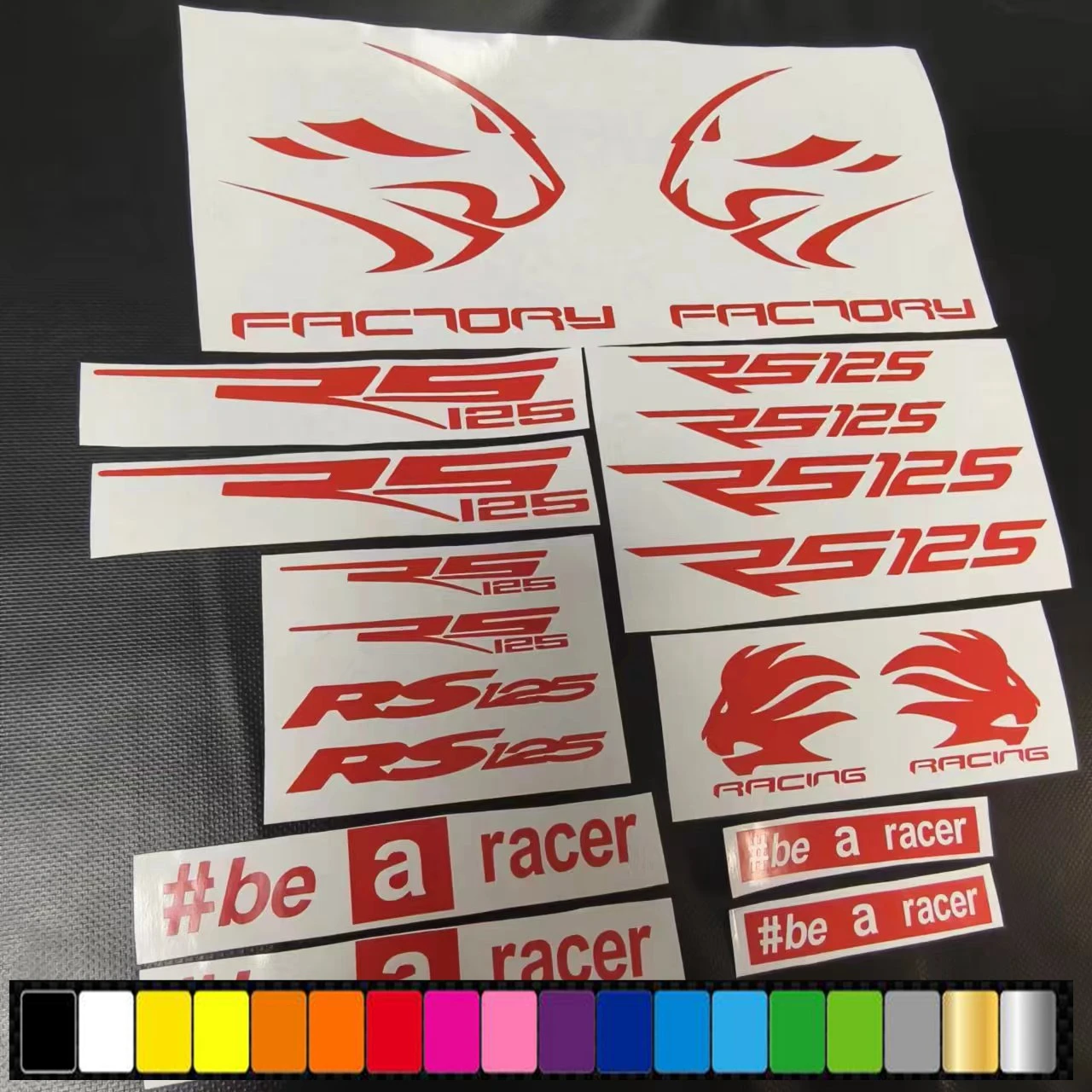 Calcomanías gráficas de fábrica RS125 para motocicleta, etiquetas de carenado, accesorio para Aprilia Racing RS125 RS 125, plateado, rojo y dorado