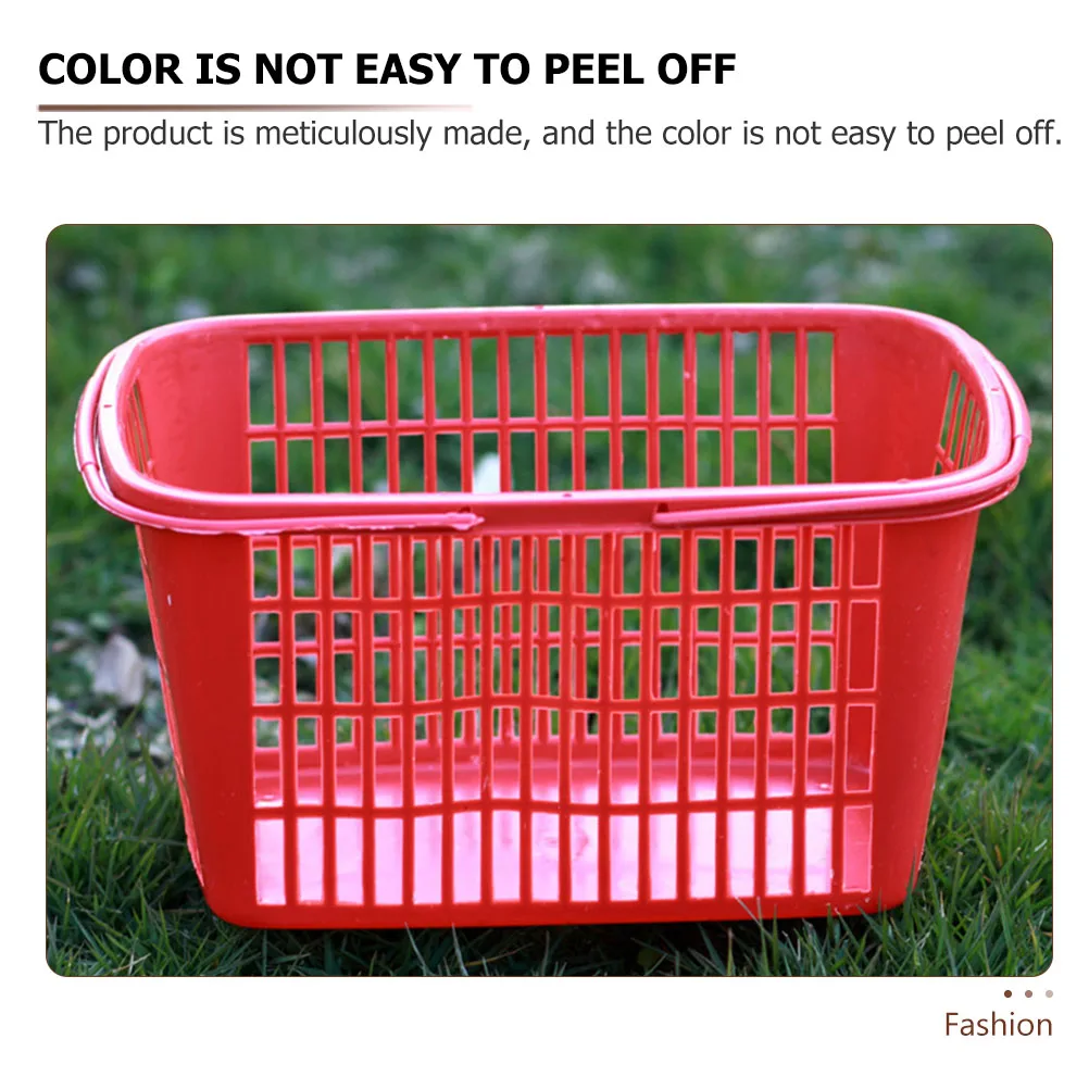 

20pcs Plastic Fruit Double Handles Storage Baskets Household Portable Baskets Red Large Capacity Corrosion Resistant Wear