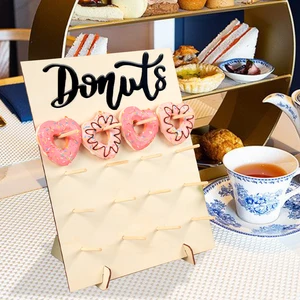 Holz Donut Wandständer Halter, rustikale Hochzeitsdekoration, Donut -Display, Kinder alles Gute zum Geburtstag Party Dekor, Babypartyzubehör 8 Hauptverkaufssport -Süßwarenbar - №1