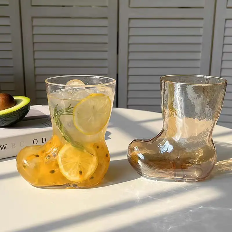 Funny Boot Shaped Glass Cup Creative Crystal Shoe Drinking Cup High Borosilicate Glass Juice Beer Cold Drink Coffee Water Cup