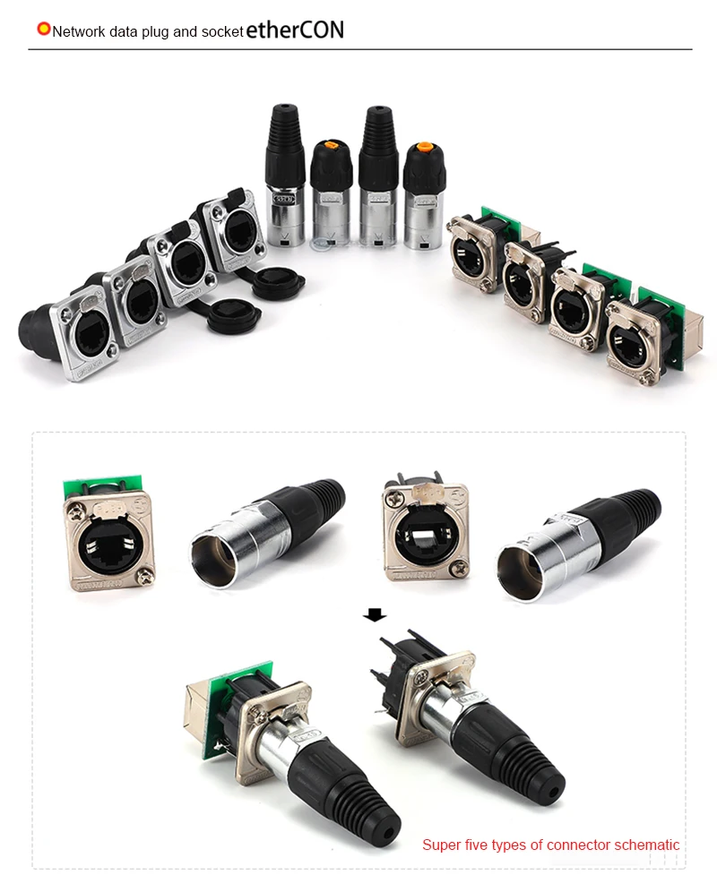D-Typ-Modul RJ45 CAT5E Vertikaler Panel-Mount-Stecker Netzwerk-Ethercon-Chassis-Buchse, D-N8FDP RJ45-Einvoer/Pass-Buchse für Panelmontage – Detail 14