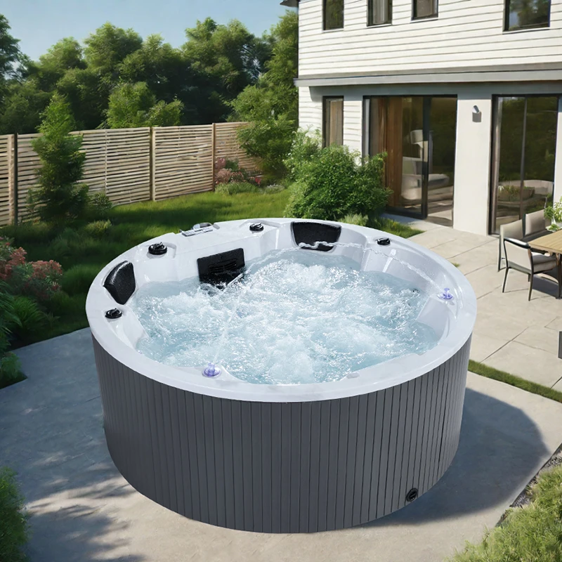 4-Person Freestanding Whirlpool Bathtub, 1.8m Acrylic Outdoor Hot Tub, 1800x1800mm 800L Combo Massage Bath, for Indoor Home view 5