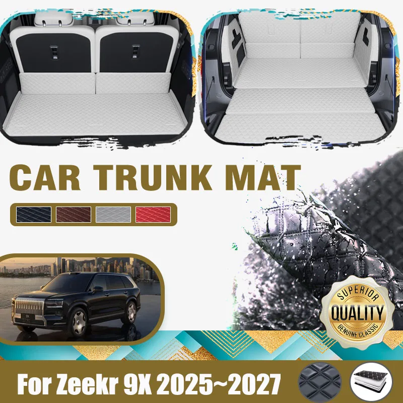 

Car Rear Trunk Mats For Zeekr 9X EX1H 2025 2026 2027 6seat Leather Back Seat Pads Cargo Liner Boot Covers Inner Auto Accessories