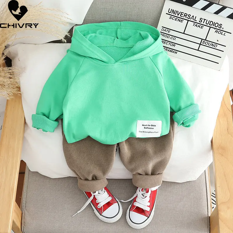 Boys Fashion Clothing Sets New 2023 Kids Baby Spring Autumn Solid Hooded Hoodies Sweatshirt with Pants Children Casual Clothes