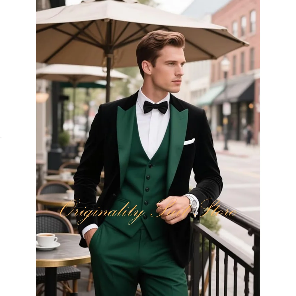 

Elegant Men's Suits Slim Fit 3 Piece Blazer Vest Pants Wedding Suit for Men Formal Prom Tuxedo Grooms Homecoming Suit
