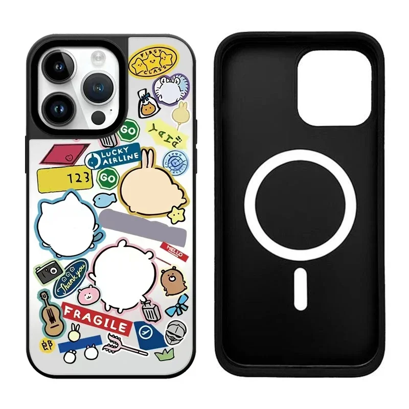 

Cartoon Air Travel iPhone 12 13 14 15 16 Pro Max Mirror Surface MagSafe Case Cover Shell