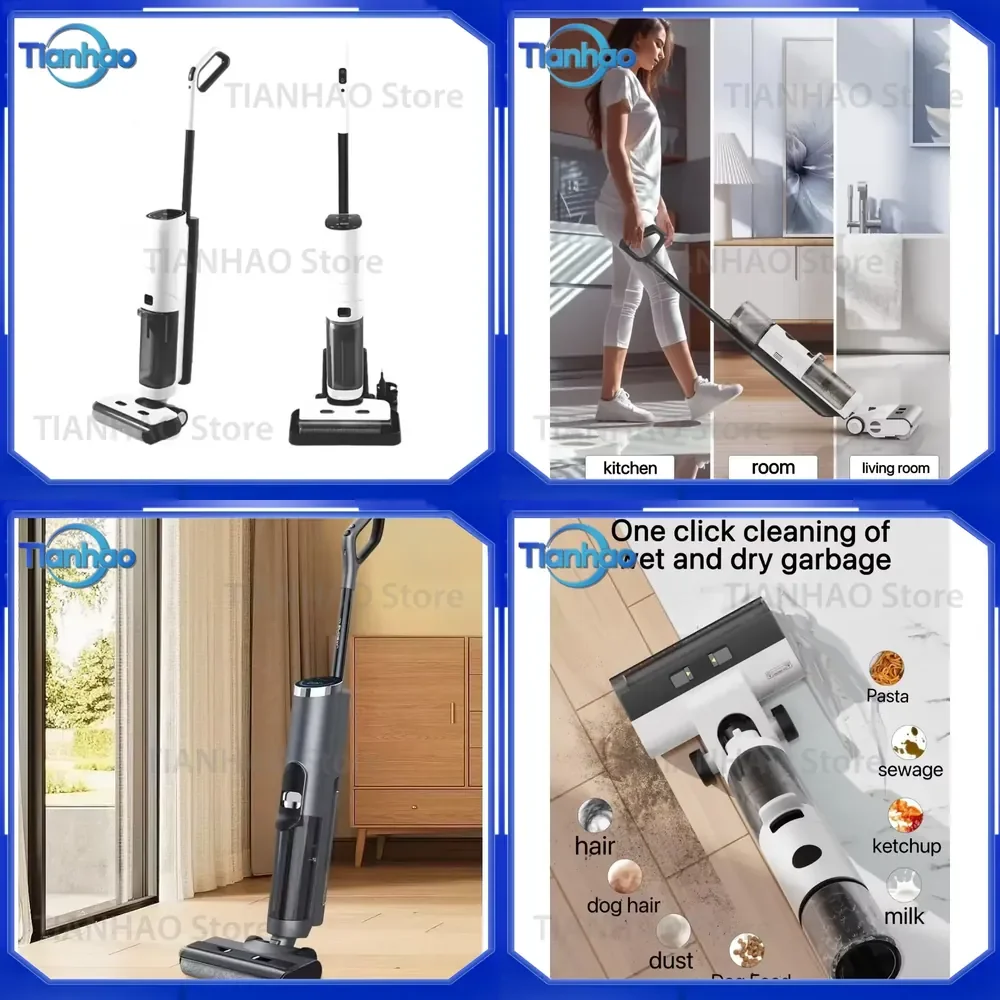 Motor Wet/Dry Vacuum Cleaner for 30s Self-Cleaning Household Use with 6mm Narrow Side for Hotel Living Room Carpet One Click