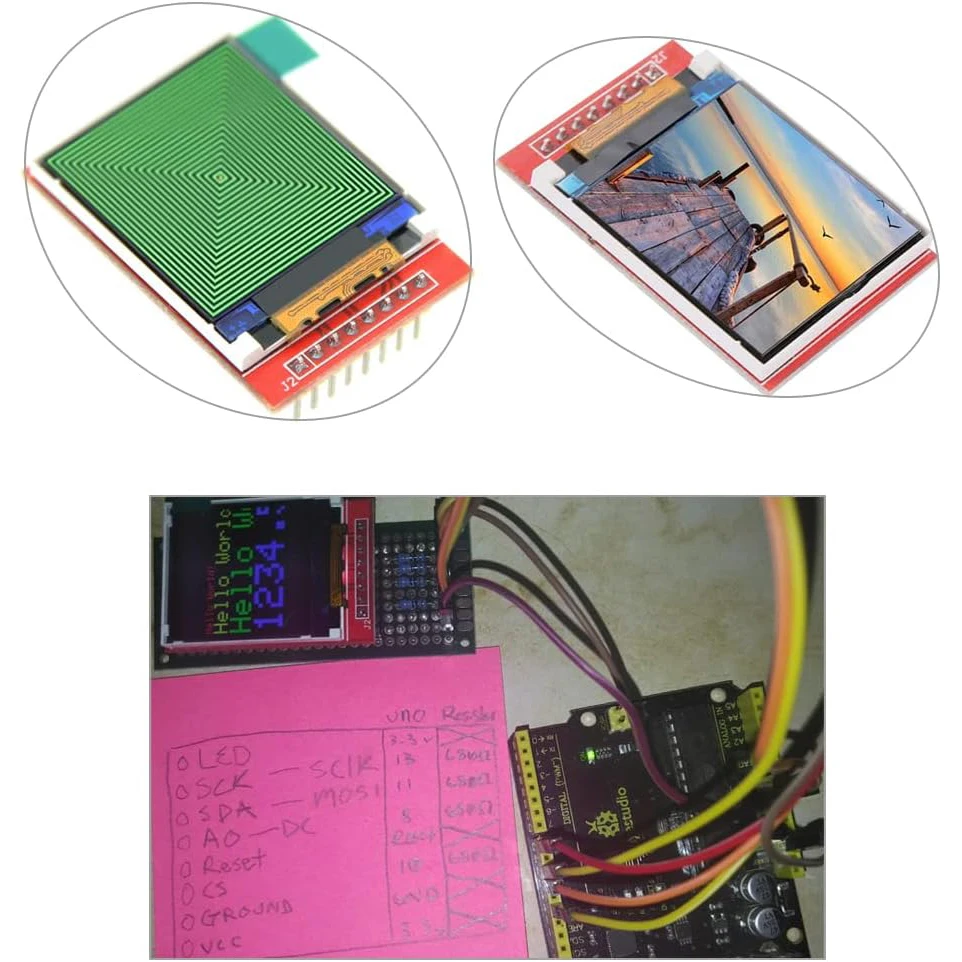 1,44 Zoll SPI TFT LCD Display Modul 128x128 ST7735S 5V/3,3V 11 Pin Version für Arduino U NO Mega-2560