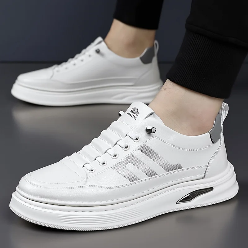 

Мужские повседневные кожаные кроссовки: дышащие, модные, для активного отдыха, с нескользящей платформенной подошвой, стильные слипоны для ежедневной носки и прогулок