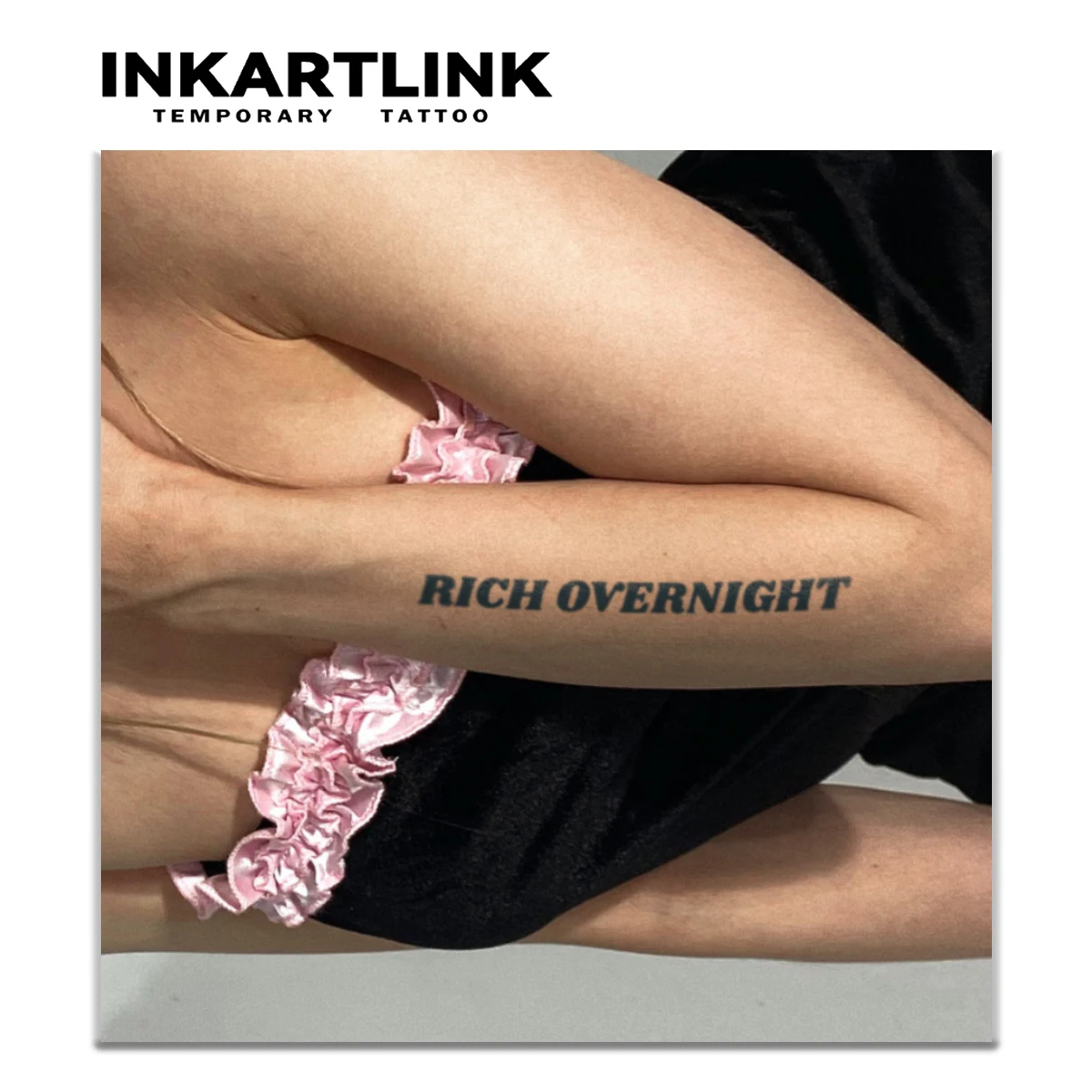 INKARTLINK Herbal Rich Overnight Lettering Temp Tattoo Sticker for Manifesting Wealth, Hustle Culture Swag & Trendy Daily Wear.