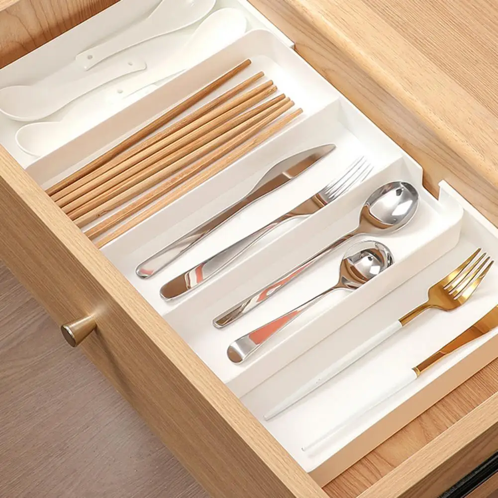 

Drawer Storage Box Expandable Cutlery Tray Versatile Drawer Organizers for Makeup Stationery Kitchen Utensils for Space-saving