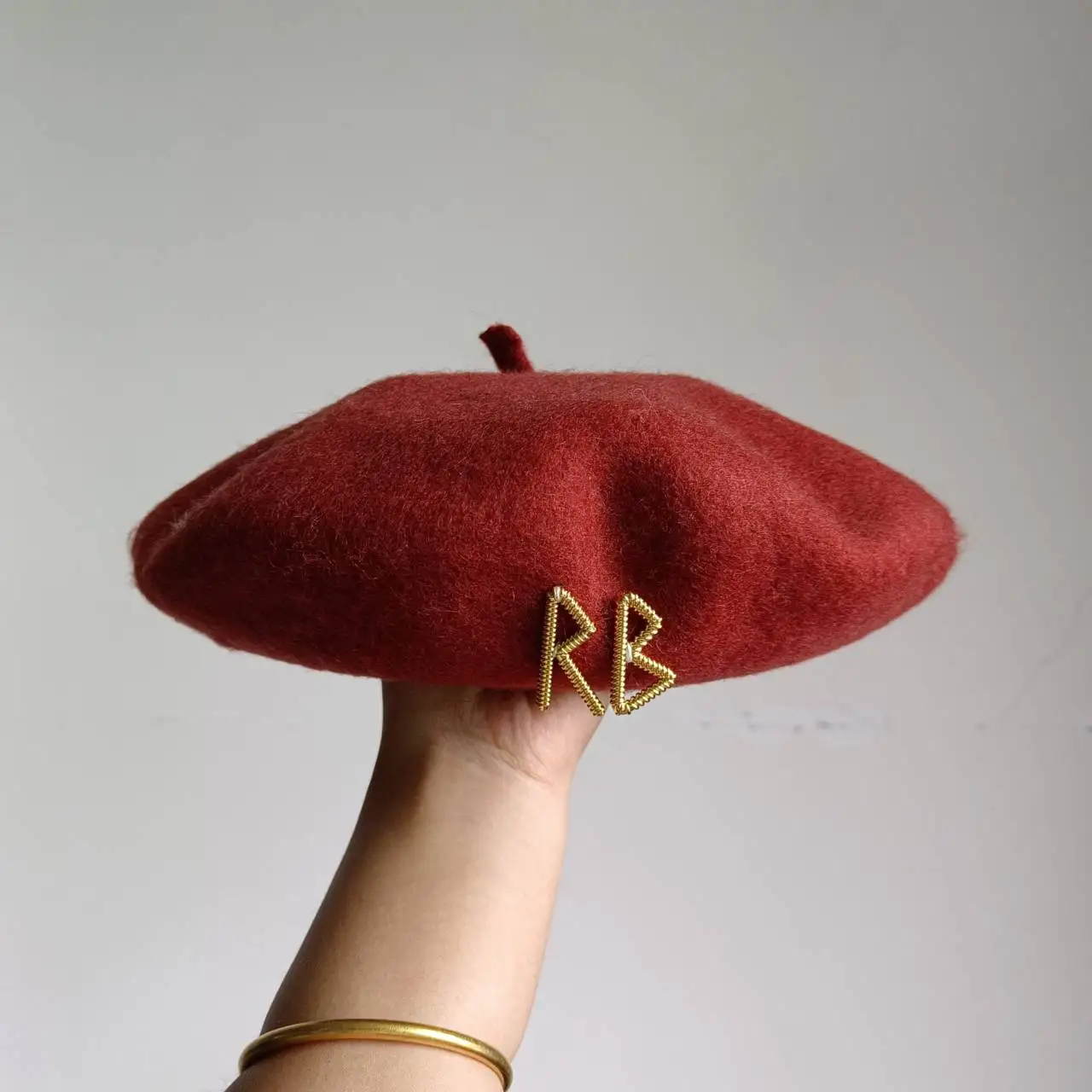 New Purple RB Beret Wool English Letter Autumn/Winter Wool Hat Candy Color Women\'s Hat winter hat  шапка beret