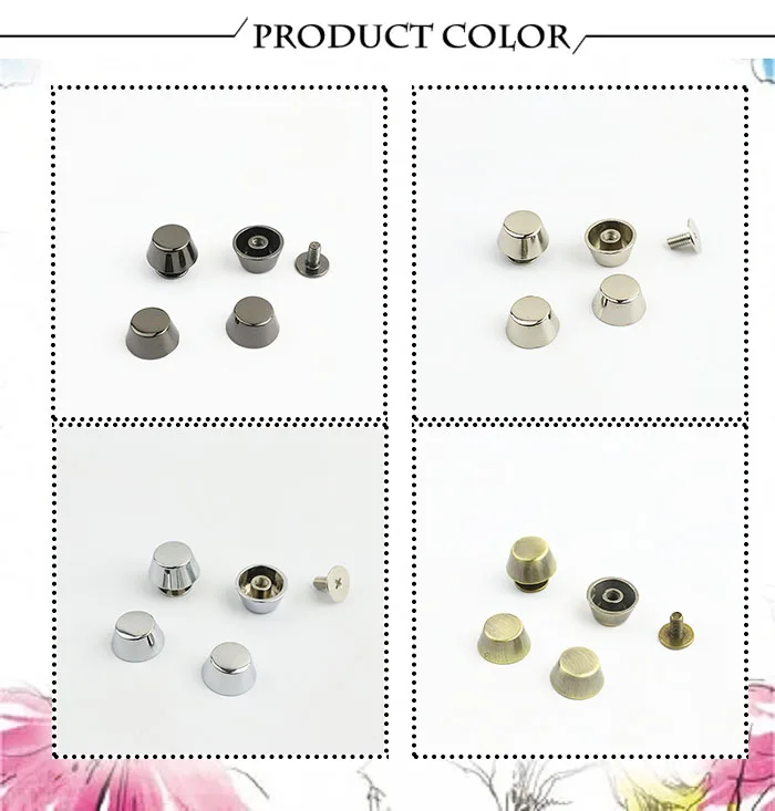 20sets Rose Gold Metall Hohe Qualität Leder Tasche Handtasche Geldbörse Unten Schutz Füße Nagel Stud Gürtel Screwback Taste Niet Spike – Detail 5