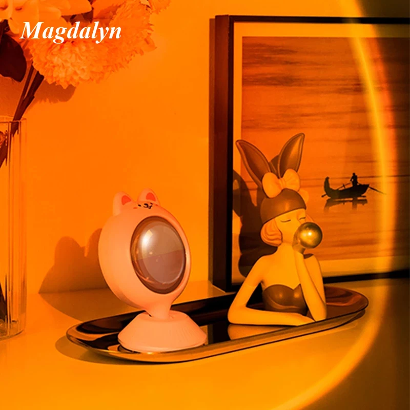 

Magdalyn Kawaii Atmosphere Projection Sunset Led Ins Portable Photography Bedroom Table Lamp Bedside Decoration Mini Dawn Lights