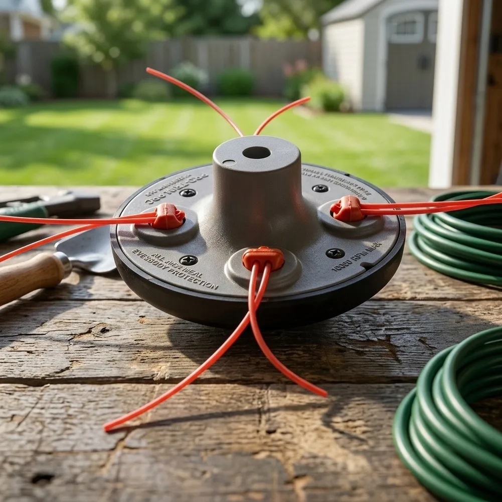 Replacement 4-Line Trimmer Head for Improved Cut and Reduced Missed Grass in Mixed Terrain Including Slopes and Flat For Lawns