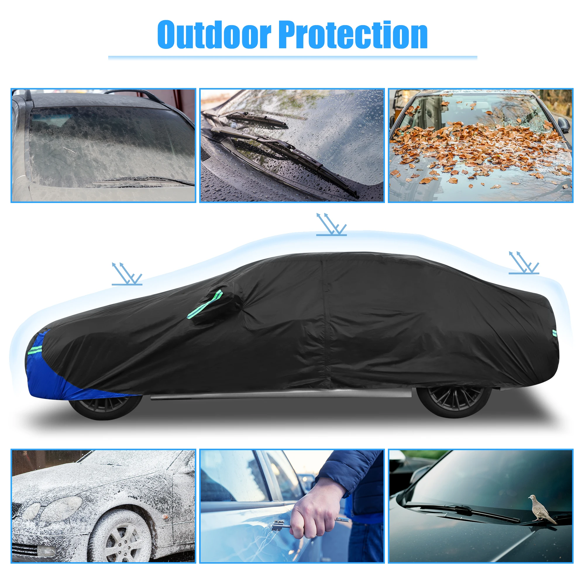 

UXCELL Car Cover Waterproof Snowproof All Weather for Car Outdoor Full Car Cover Protection Universal for Sedan 490x180x130cm