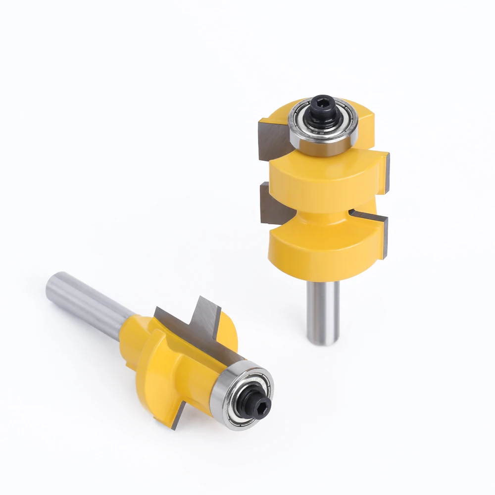 LAVIE-Rodamientos de ranura en T de vástago de 2 piezas y 8mm, broca de espiga de diente cuadrado, juego de brocas de enrutador de tallado para carpintería, C08150A3232Y