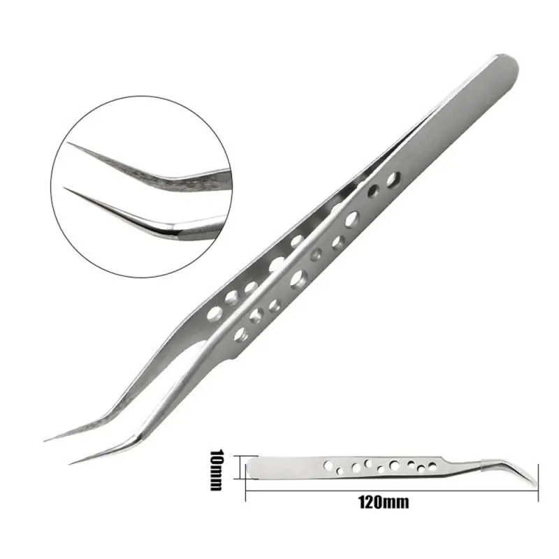 High Precision Industrial Straight Tip Elbow Super Hard Anti-skid Tweezers Antistatic Magnetic Stainless Steel Tweezers