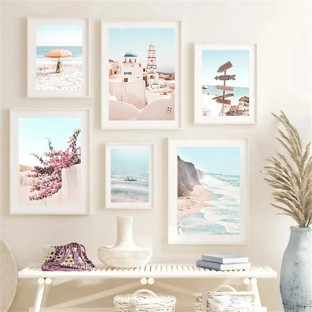 Greece Santorini Nature Landscape Canvas Poster Painting Sea Beach Wall Art Print Picture Nordic Posters Living Room Home Decor