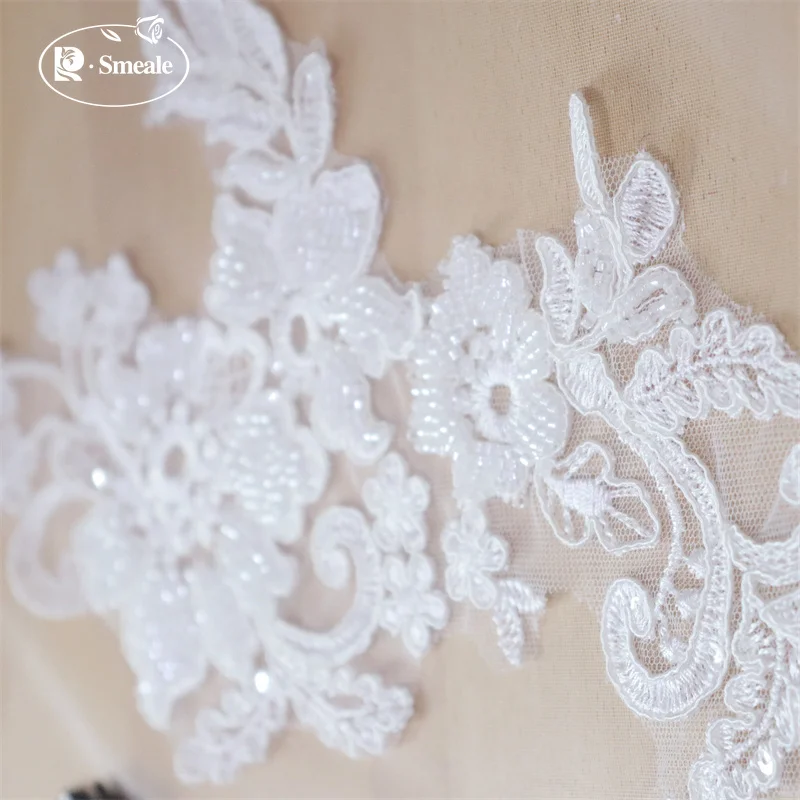 2PCS/1 Paar Schwarz und Weiß Nagel Perle Blume Blätter Stickerei High Set Hochzeit Kleid Kopfschmuck Spitze Spiegel blume RS 253011 – Detail 6