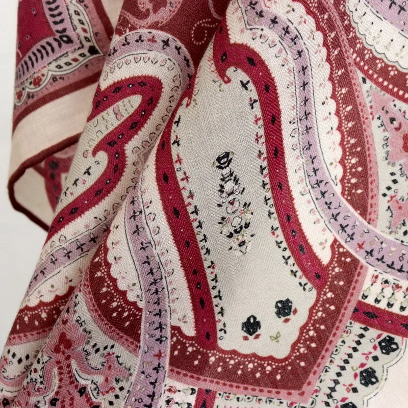 Paisley Small Neck Scarf 65CM Handmade Rolled Edges Scarfs Luxury Designer Scarfs Silk Wool Shawl Christmas Gift Bag Decoration - view 4