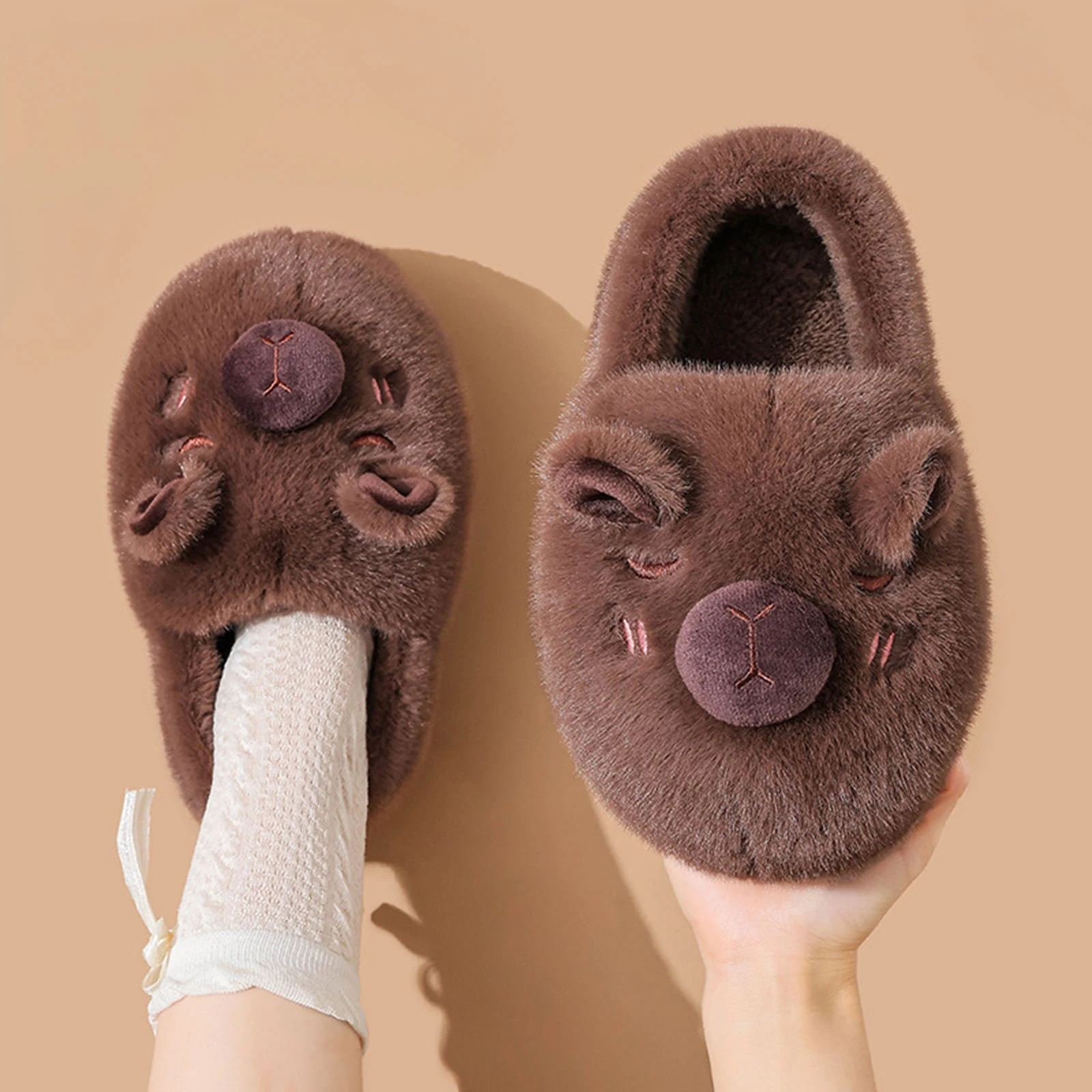 

Комплект тапочек с капибарой для родителей и детей, теплая нечеткая домашняя обувь, милые семейные домашние тапочки для родителей и детей на жесткой подошве для мальчиков на каблуке