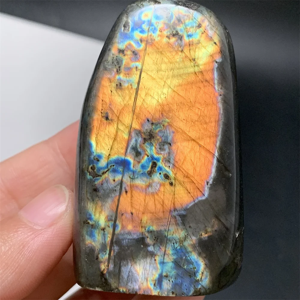 Natural Golden Yellow Light Labradorite Blocks Rare Silver Blue Green Purple Light Beads HOT Orange Labrador Stones Ornaments