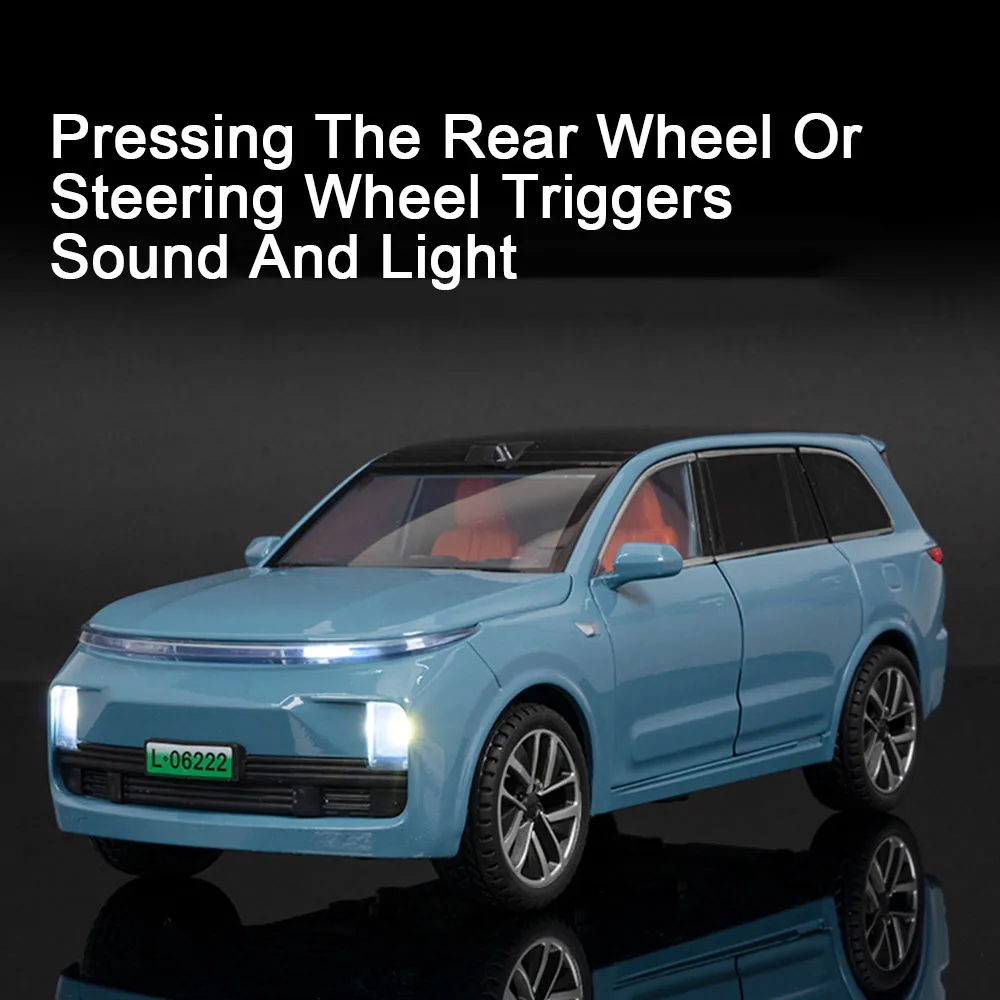 1/24 Li L9 SUV 합금 다이캐스트 자동차 모델 장난감 시뮬레이션 차량, 풀백 사운드 라이트 컬렉션 장난감, 어린이 생일 선물