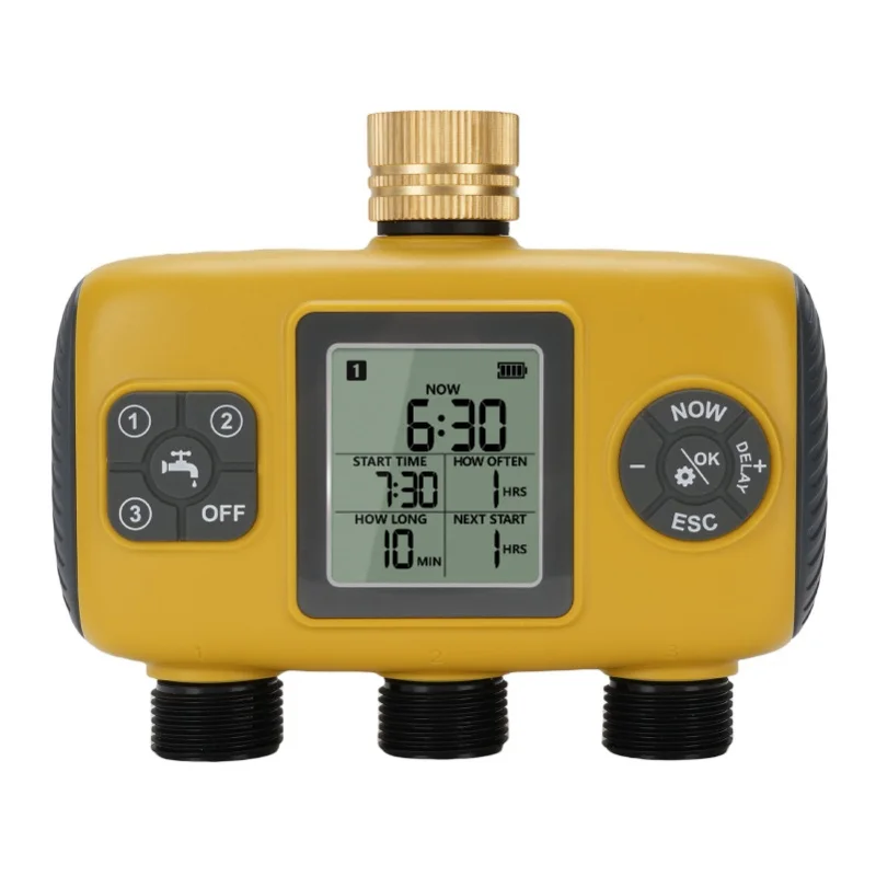 3 Outlet Sprinkler Timer With Brass Inlet Programmable Hose Timer Rain Delay Manual Auto Watering Controller For Yard Lawn