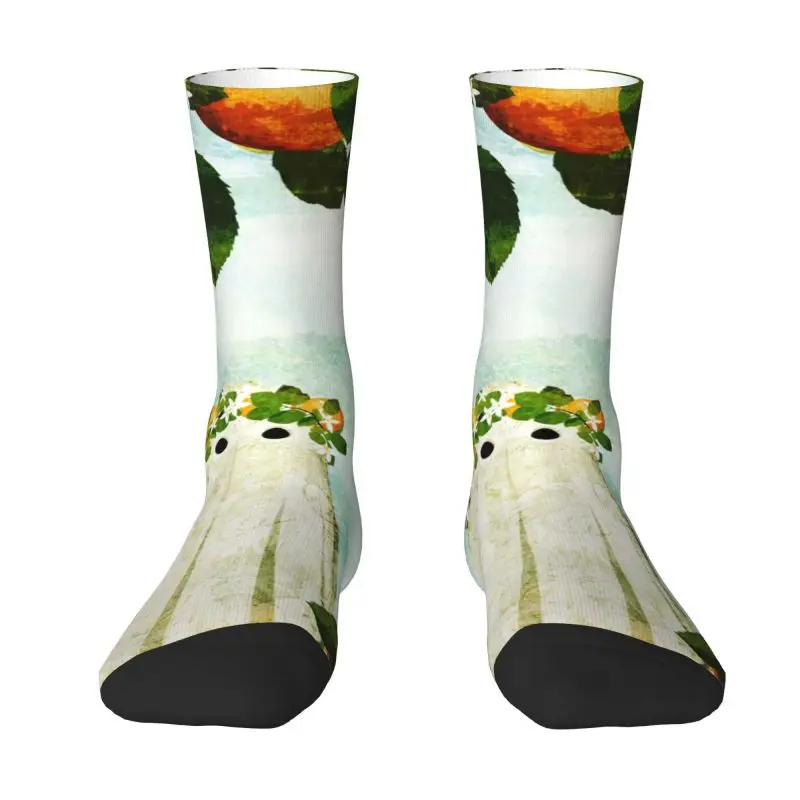 

Custom Cute Print Ghost Tangerine Socks for Women Men Stretchy Summer Autumn Winter Halloween Horror Crew Socks