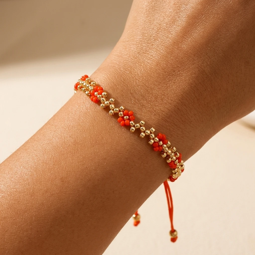 

1PCS Bohemian Style Handmade Woven Flower Adjustable Bracelet Unisex Gift for Lovers Or Friends
