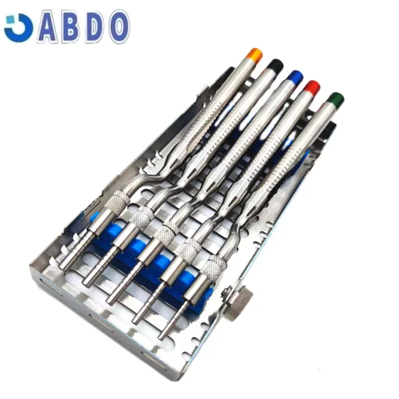 Dental 5 Pcs Implant Osteotome Instrument Mandibular Sinus Elevator Tool Concave Tips Sinus Lifting Device Implant Bone Extruder