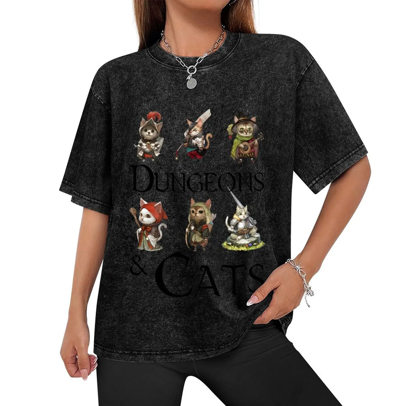 Dungeons and Cats T-Shirt basketball graphic tees korean fashion plus size men clothing