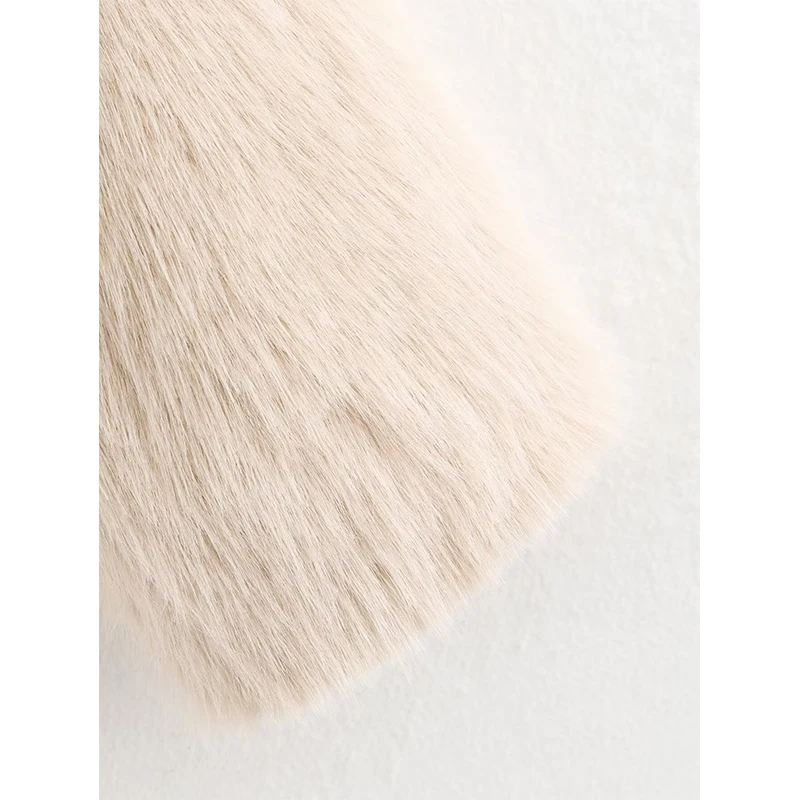 المرأة فو الفراء معاطف السترة الخريف الشتاء موضة بدوره إلى أسفل طوق كم طويل معاطف Vintage ملابس خارجية الإناث شيك القمم #6