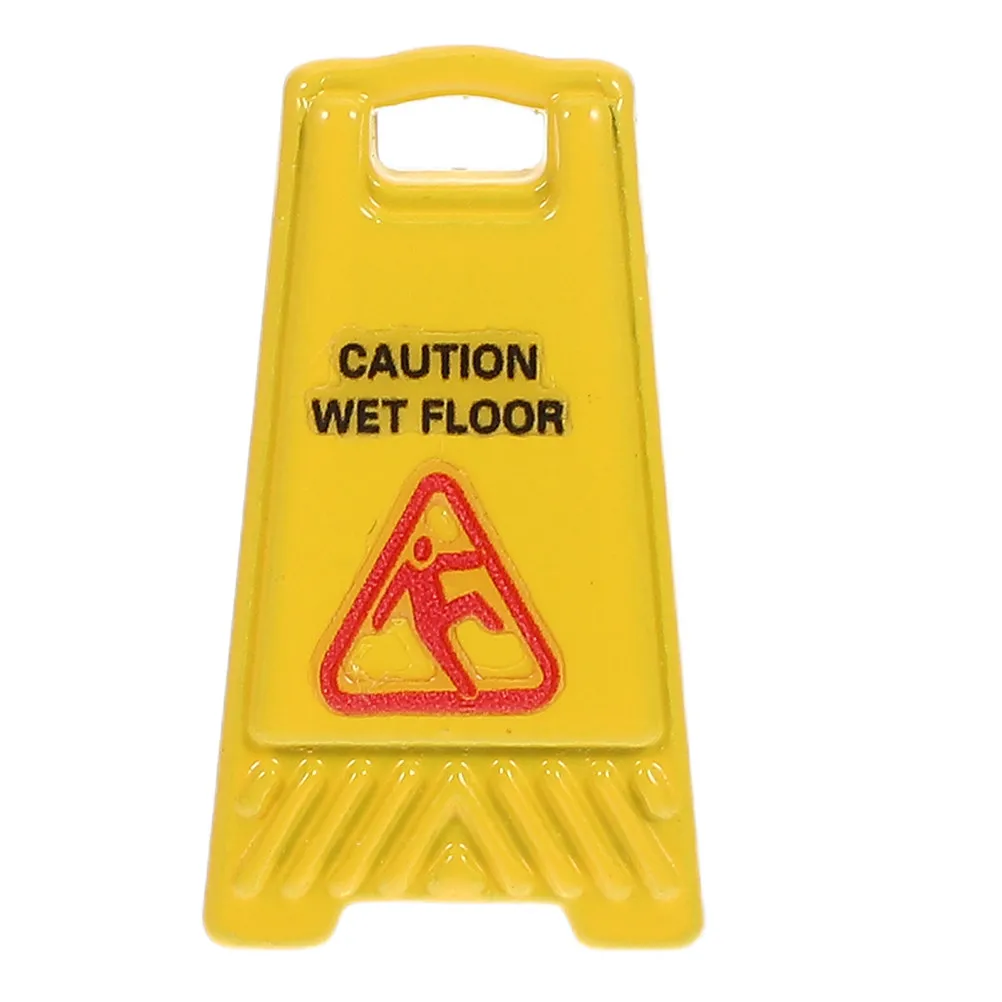 

Миниатюрный знак безопасности из сплава «Осторожно, мокрый пол» для декора кукольного домика, миниатюрная предупреждающая табличка о скользком полотере, настольный декор для дома