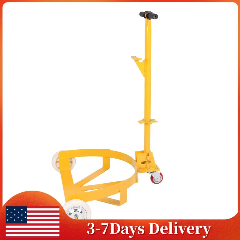 

55 Gallon Drum Dolly with Swivel Wheels Tipping Hand Truck with Wrench & Height Adjustable Handle for Garages Warehouse Workshop