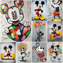 Disney 5D diamentowa mozaika kolorowa sztuka DIY obraz diamentowy Mickey Mouse krzyżyk zestaw do szycia kreskówka haft naklejka ścienna