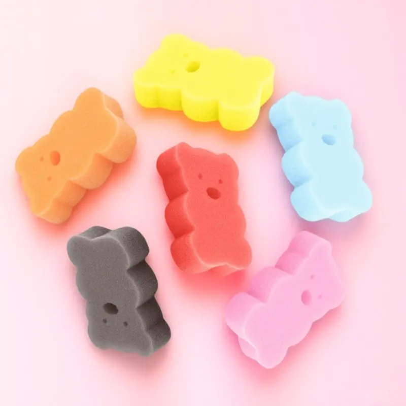 6Pcs Soft Comfortable Baby Bath Sponge Set Body Scrubber for Infants Toddler Face Neck Palm Gentle Exfoliating Portable Bathing