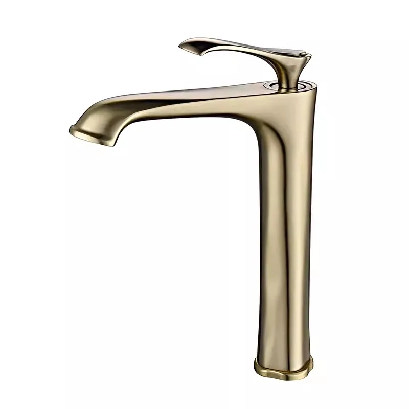 

Basin Faucets Solid Brass Sink Mixer Tap Hot & Cold Bathroom/Lavatory Crane Single Handle Brushed Gold Luxury Creative Faucets